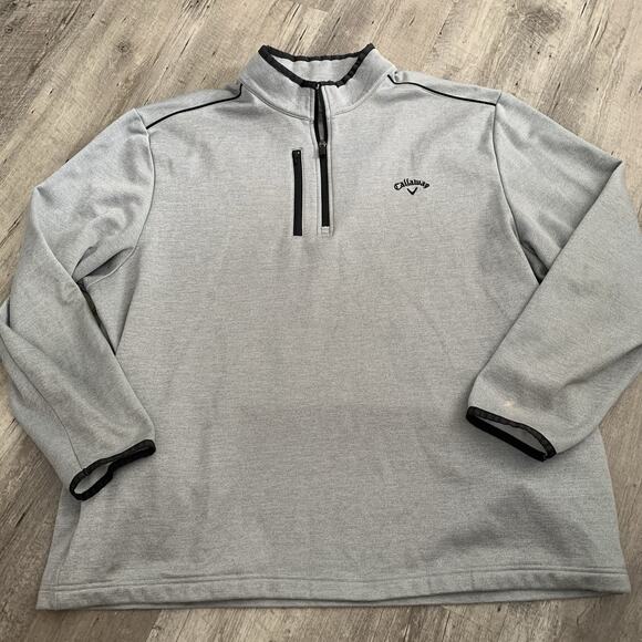 Callaway Pullover Mens Sz XXL Gray 1/4 Zip Fleece Lined Golf Sweatshirt Pocket - Picture 3 of 6